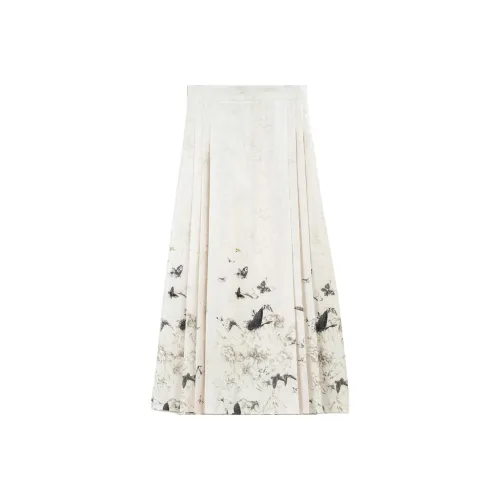 VIMLY Casual Long Skirts Women's Apricot