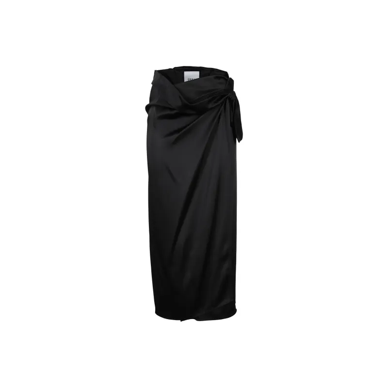 ERIKA CAVALLINI Draped Satin Wrap Skirt-0
