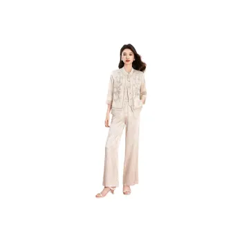Mylan Casual Suits Women's Beige Heavy Duty Beaded Design