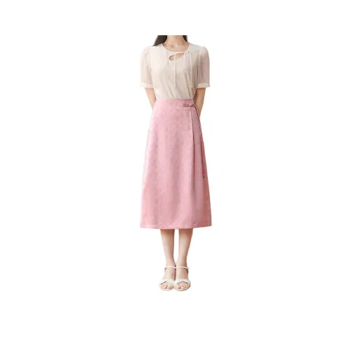 Like The Age Of Water Casual Long Skirt Women's Pink