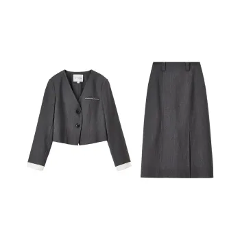 SENTUBILA Two Piece Skirt Sets Women's Gray