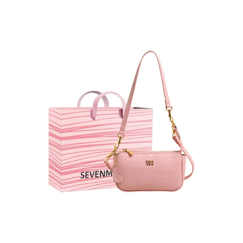 SEVENMOONS PU Shoulder Bag Women's Silver/Pink/Black-3