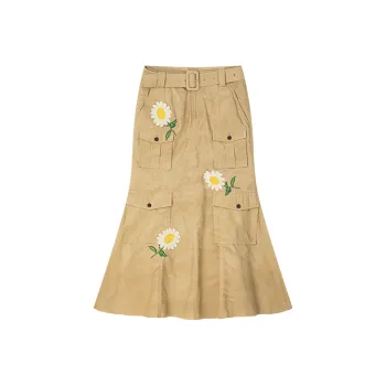 UOOYAA Casual Long Skirts Women's Khaki