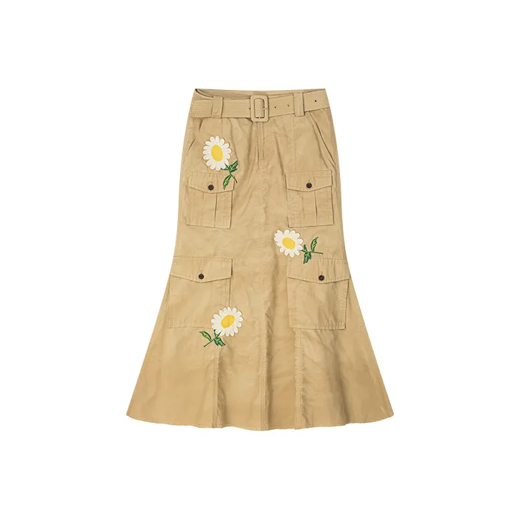 UOOYAA Casual Long Skirts Women's Khaki-0