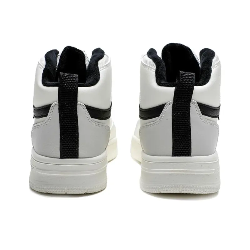 QIAODAN Dry Anti Slip Wear Resistant High Top Skateboard Shoes Men's White Gray-3