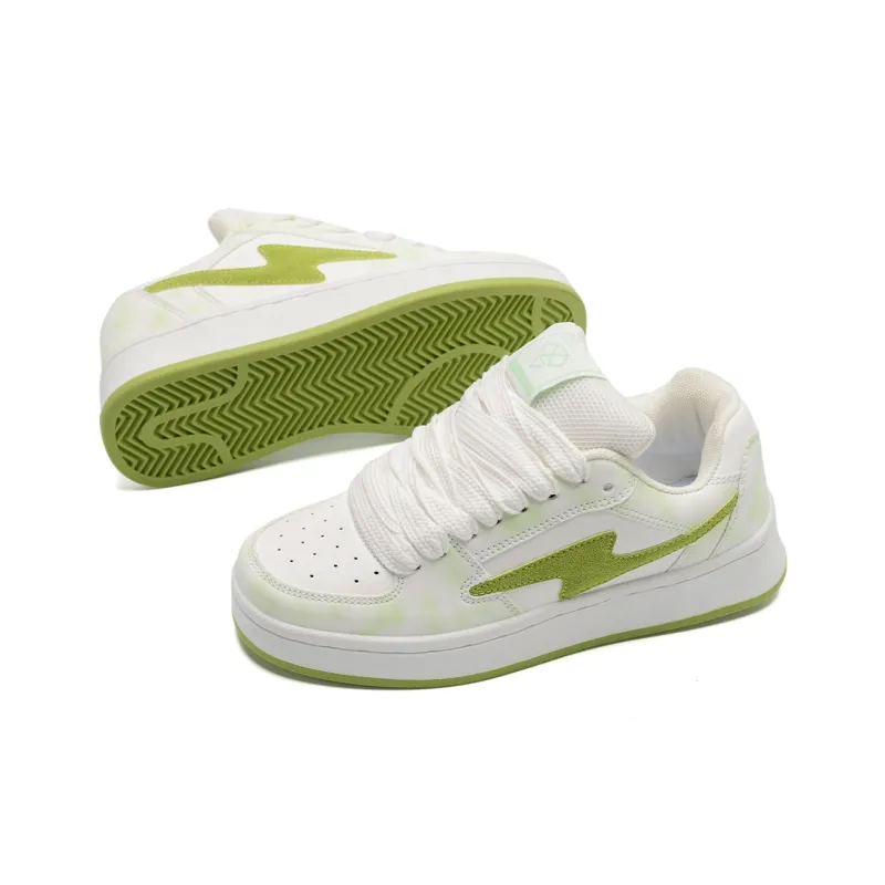 Teddy Bear Collection Skateboard Shoes Unisex Low Top White/Green-6