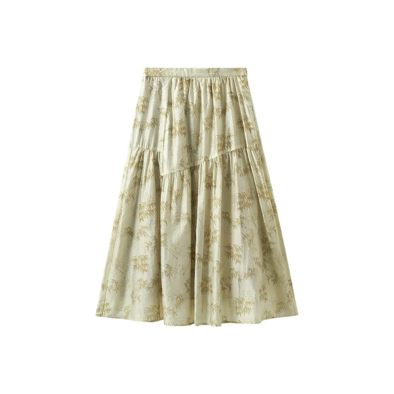 Inman Casual Long Skirt Women's Gray Pea Green-0