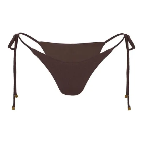 PRINCESS POLLY GLORA TIE SIDE SHINE BIKINI BOTTOM Swimming Shorts Women's BROWN/Brown