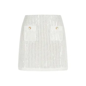 Self portrait Sequined Crochet Mini Skirt