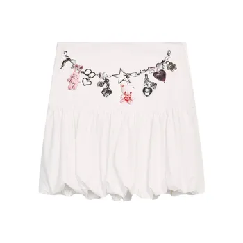 ELF SACK Casual Short Skirts Women's Bunny White