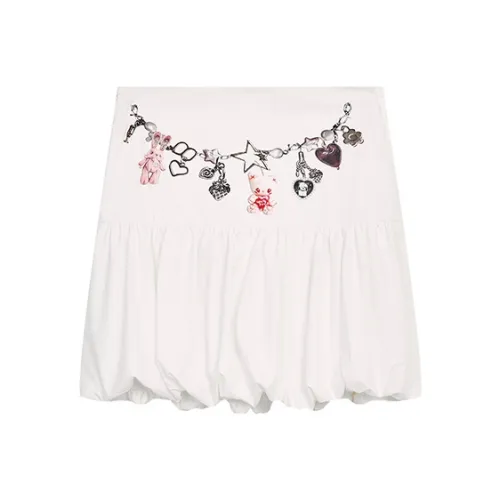 ELF SACK Casual Short Skirts Women's Bunny White
