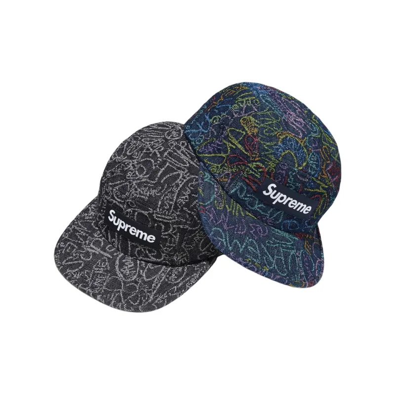Supreme Handwriting Denim Camp Cap-0