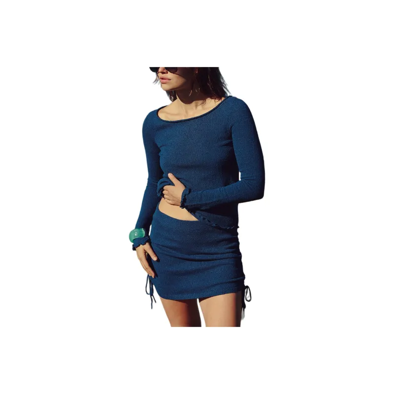 FREE PEOPLE Cabo Sweater Skirt Set Skirt Set Women's Poseidon/God Of The Sea-0