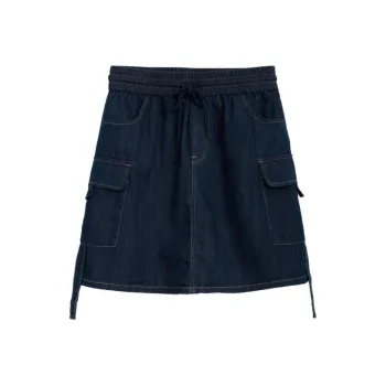 ZIHAN Denim Short Skirts Women's Dark Denim Blue