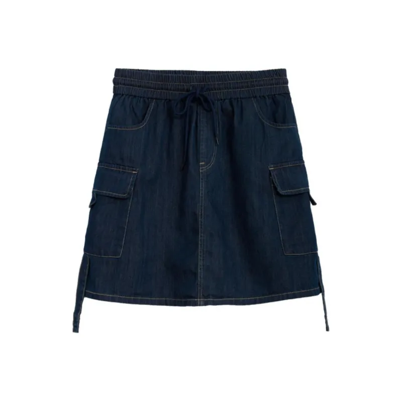 ZIHAN Denim Short Skirts Women's Dark Denim Blue-0