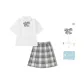 Jing Si Yue Short-Sleeved+Transition Plaid Skirt+Matching Bow Tie