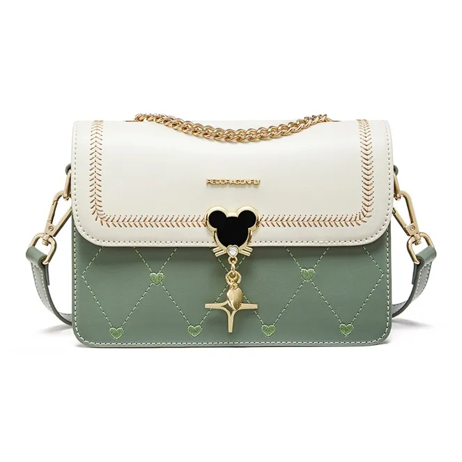 RED DRAGONFLY Cow Leather Handbag, Shoulder Bag, Crossbody Bag Women's Vitality Green-0