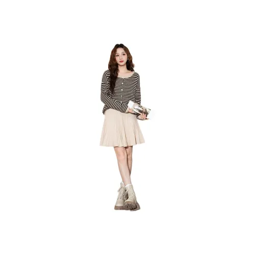 Tonlion Casual Short Skirts Women's Milk White