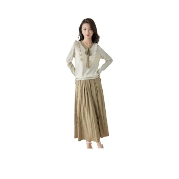 VIMLY Two Piece Skirt Sets Women's Green