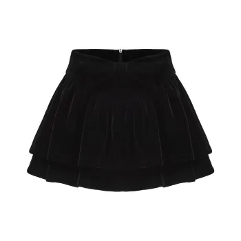 CHIWAWAMEME Casual Short Skirts Women's Velour Black