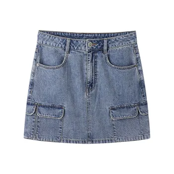 LEDIN Denim Short Skirts Women's Light Denim Blue