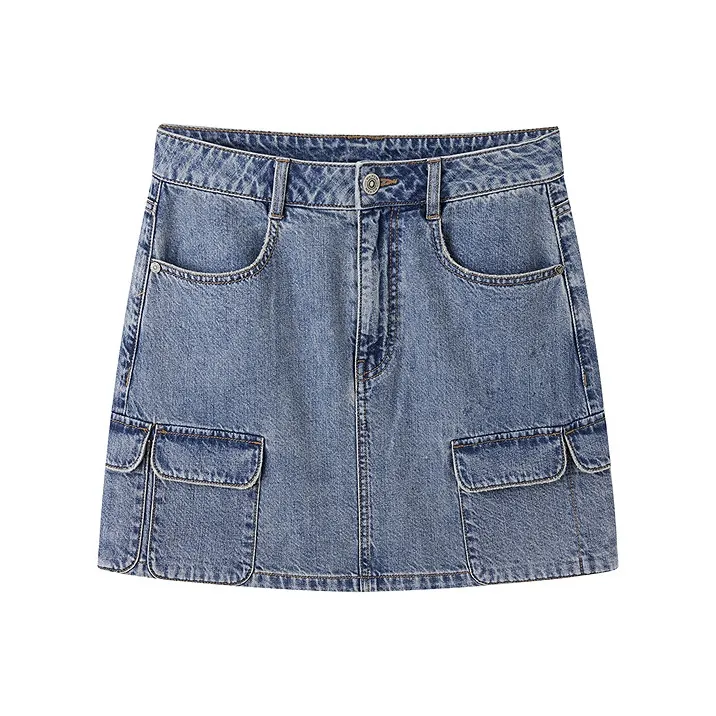 LEDIN Denim Short Skirts Women's Light Denim Blue-0