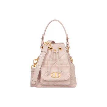 DIOR Caro Sheepskin Bucket Bag, Shoulder Bag, Crossbody Bag, Handbag Mini Women's Rouge Pink
