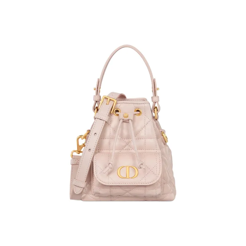 DIOR Caro Sheepskin Bucket Bag, Shoulder Bag, Crossbody Bag, Handbag Mini Women's Rouge Pink-0