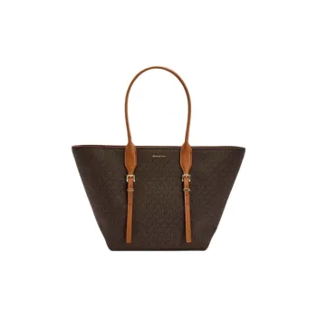 MICHAEL KORS Moore Coated Canvas Tote Bag, Shopping Bag, Handbag Tubas Women's Tan