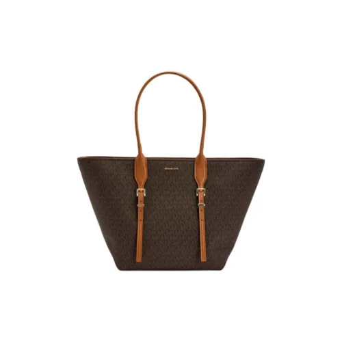 MICHAEL KORS Moore Coated Canvas Tote Bag, Shopping Bag, Handbag Tubas Women's Tan