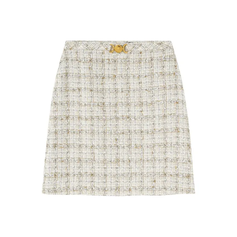 VERSACE Checked Tweed Mini Skirt-0