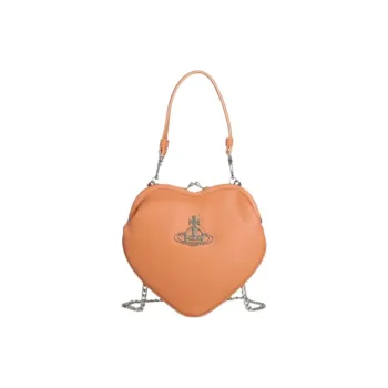 Vivienne Westwood Calfskin Heart Shaped Bag, Shoulder Bag, Crossbody Bag, Handbag Women's Orange Pink