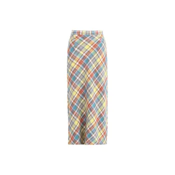 Wen Shan Casual Long Skirt Women's Plaid