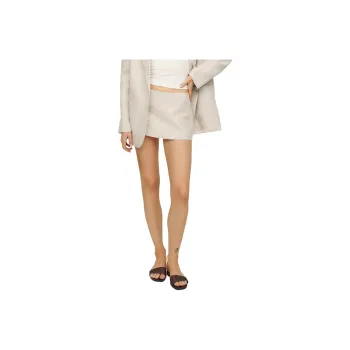 REFORMATION Mia Low Waist Linen Skort Casual Short Skirts Women's Oat