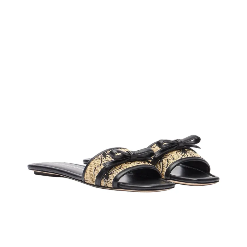Stuart Weitzman/SW Felicity Slide Slippers Women's Beige Black-2