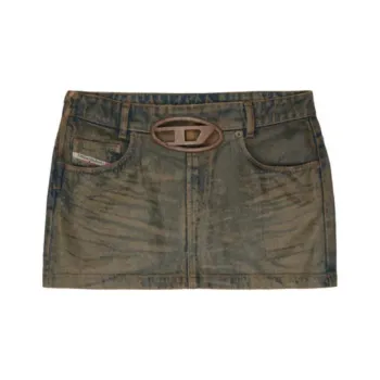 DIESEL x SSENSE SS24 OVAL-D Collection Denim Short Skirts Women's Brown