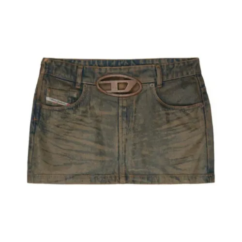 DIESEL x SSENSE SS24 OVAL-D Collection Denim Short Skirts Women's Brown