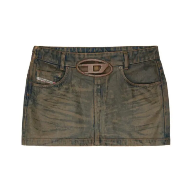 DIESEL x SSENSE SS24 OVAL-D Collection Denim Short Skirts Women's Brown-0