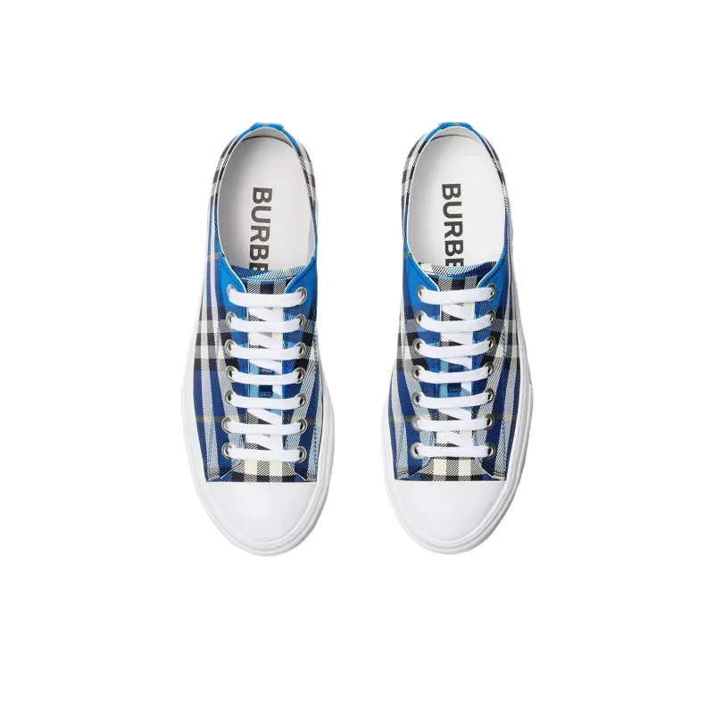 Burberry Low Top Canvas Shoes Men's Blue-3