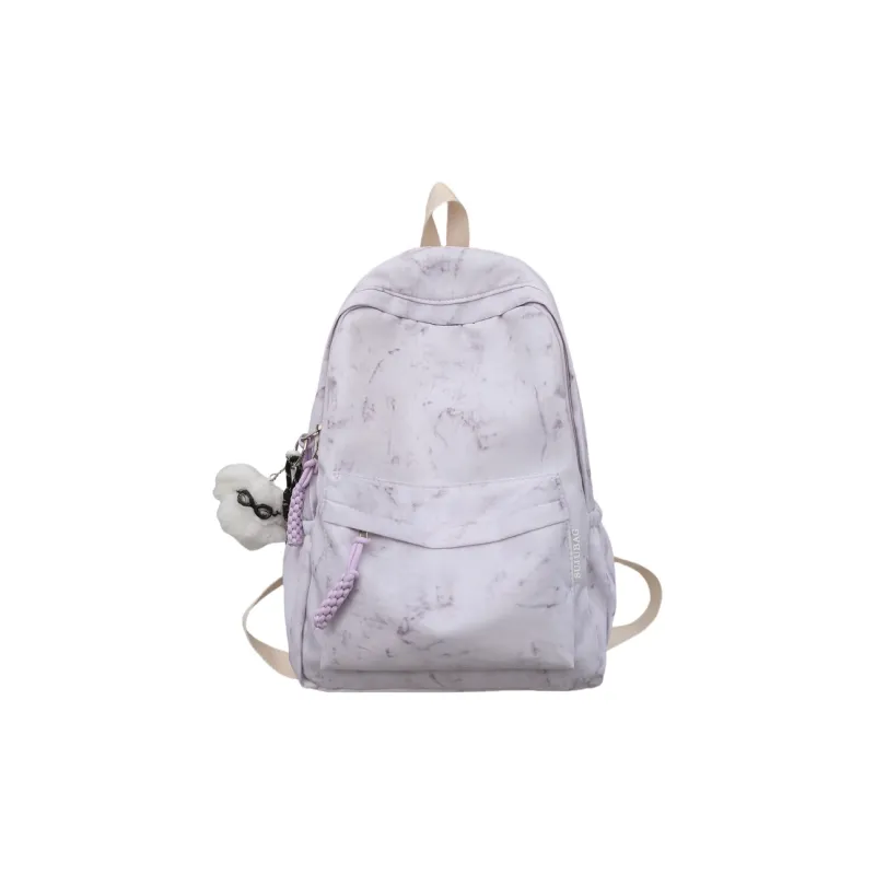 Yalu Nylon Backpack Unisex Black/Ecru/Yellow/Pink/Light Purple/Light Green-12