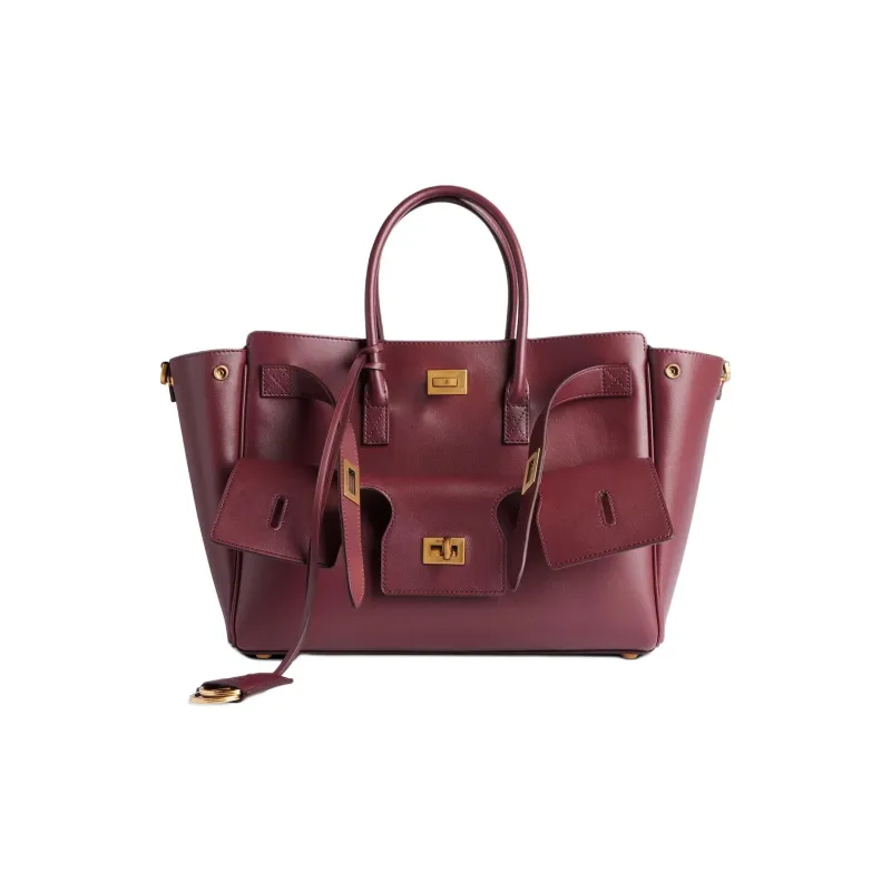 Balenciaga Bel Air Calfskin Tote Bag, Shopping Bag, Shoulder Bag, Crossbody Bag, Handbag Trumpets Women's Dark Burgundy-0
