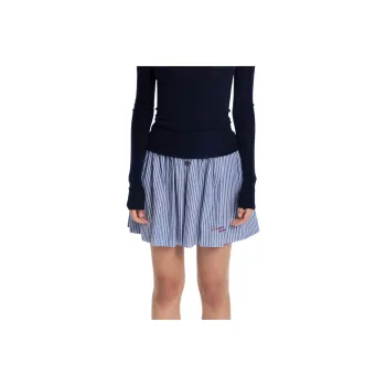 DRAGON FACE Casual Short Skirts Women's Dark Blue Stripes