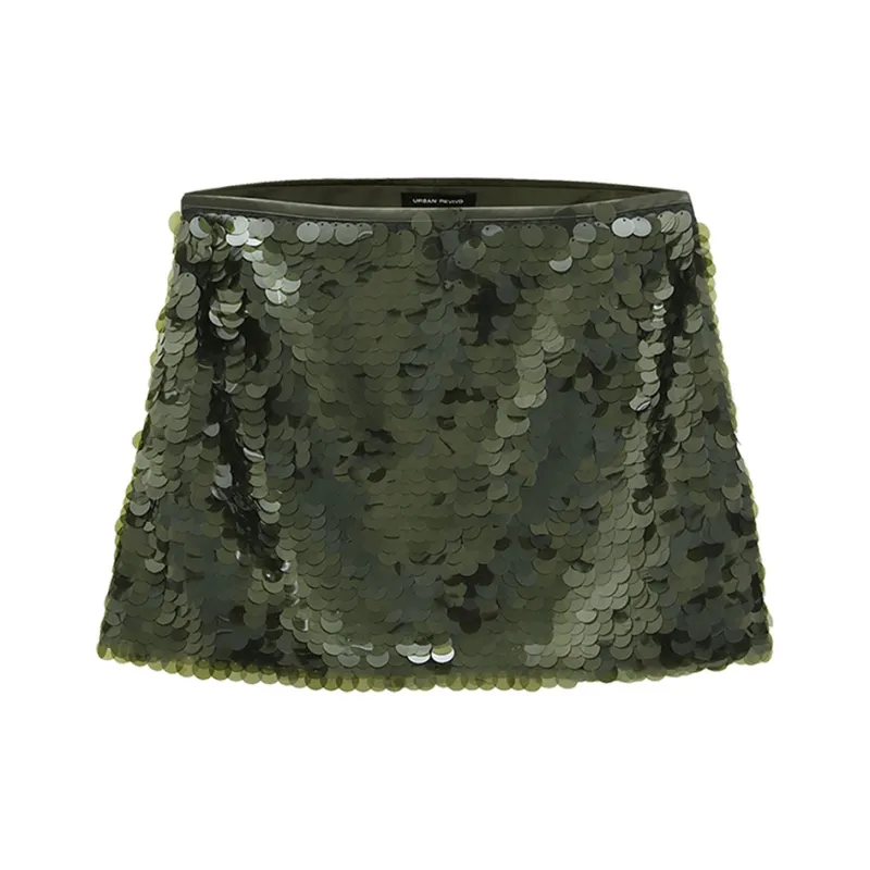 URBAN REVIVO Casual Short Skirts Women's Dark Green-0