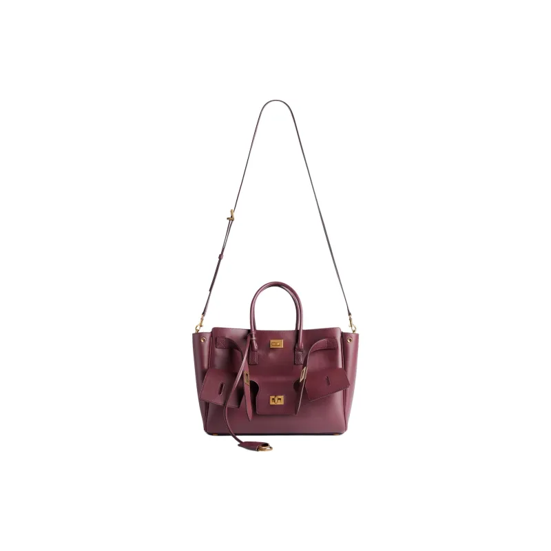 Balenciaga Bel Air Calfskin Tote Bag, Shopping Bag, Shoulder Bag, Crossbody Bag, Handbag Trumpets Women's Dark Burgundy-3