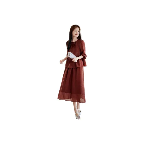 Mo Han Yi Mei Skirt Set Women's Red