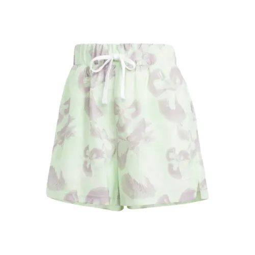 Adidas Women's Floral Graphic Woven Shorts Ivory/Semi Green Spark/Preloved Fig