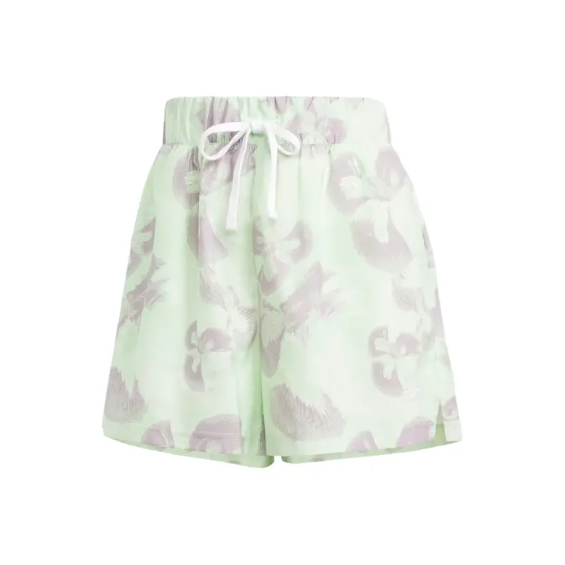 Adidas Women's Floral Graphic Woven Shorts Ivory/Semi Green Spark/Preloved Fig-0