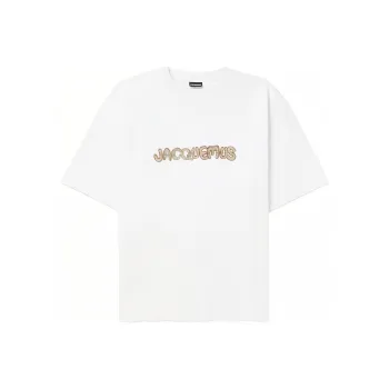 Jacquemus Le T Shirt Raphia Logo T shirt Print Macrame Logo White