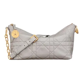 DIOR Diorstar Hobo Sheepskin Shoulder Bag Women's Gray