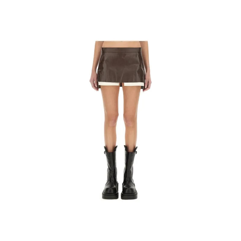 RICK OWENS Fog Cutoff Mini Skirt 'Mahogany'-0